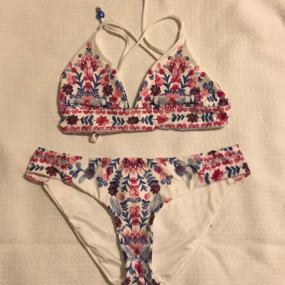 White with floral bikini